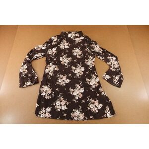 H&M Divided Womens Size Large Dark Brown Floral Long Sleeve Open Back Dress NWT